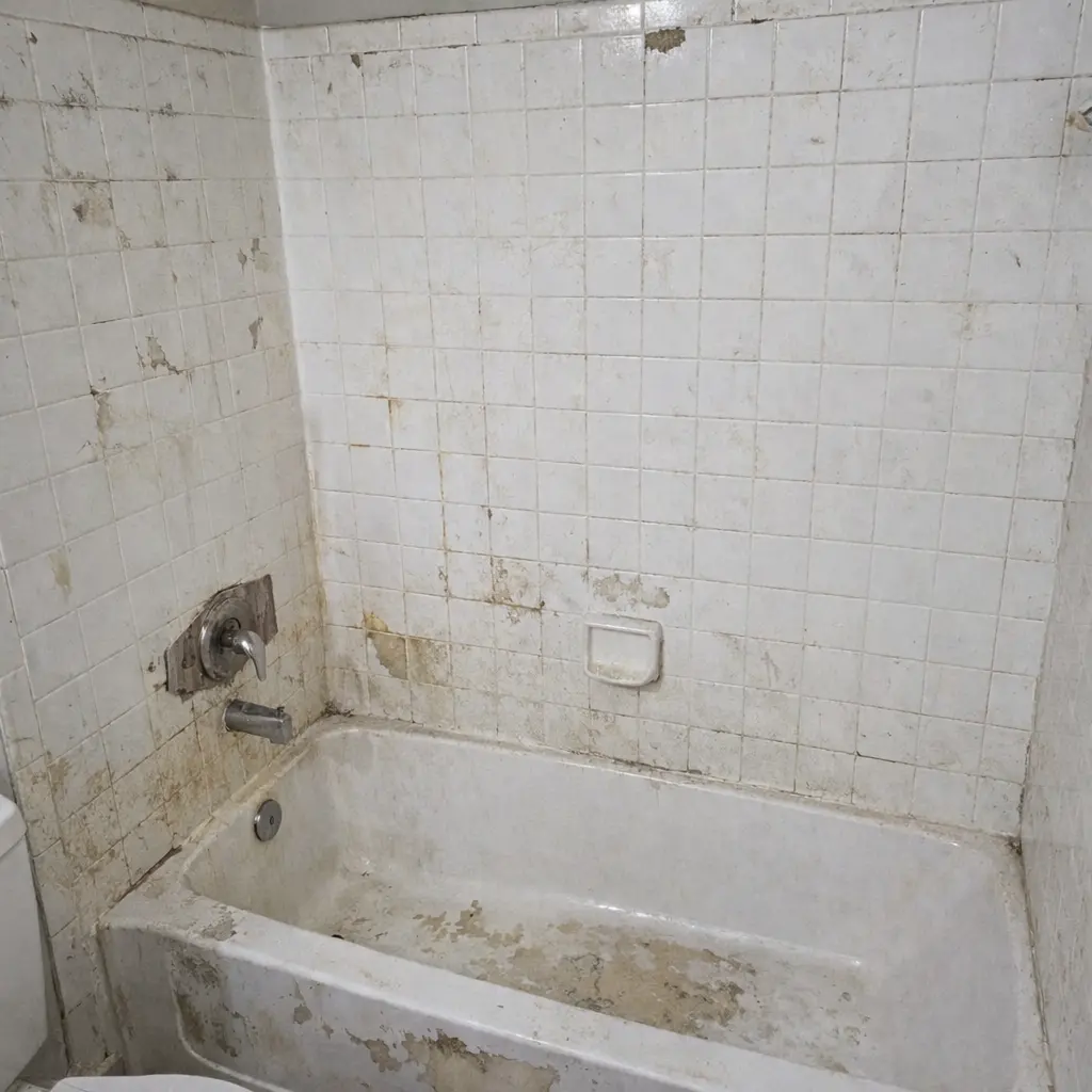 Ugly Peeling Bathtub Before Refinishing